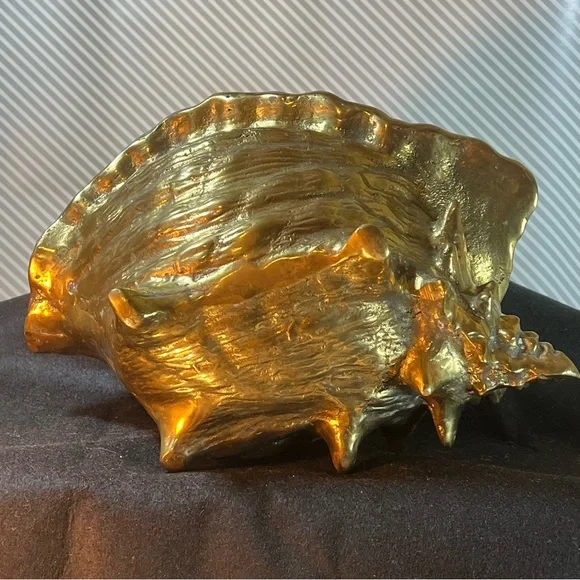 Large Brass Conch Shell Planter Catchall Bottle Cooler Decor by Rosenthal Netter Decor